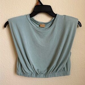 Chic Teal Gathered Crop Top